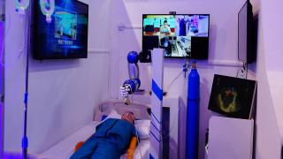 GUIYANG, CHINA - MAY 26: A 5G first-aid station is seen on the opening day of China International Big Data Industry Expo 2019 at Guiyang International Conference and Exhibition Center on May 26, 2019 in Guiyang, Guizhou Province of China. The China International Big Data Industry Expo 2019, also known as 2019 Big Data Expo, is held on May 26-29 in Guiyang. (Photo by Visual China Group via Getty Images/Visual China Group via Getty Images)