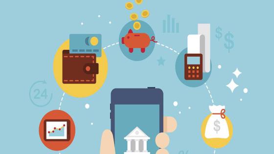 Mobile banking concept. Flat stylish icon design